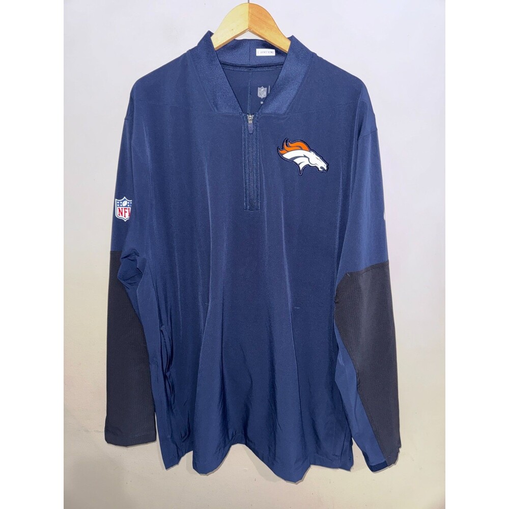 2XL Nike NFL Denver Broncos Football Team Issued Sideline 1/2 Zip Coach Jacket
